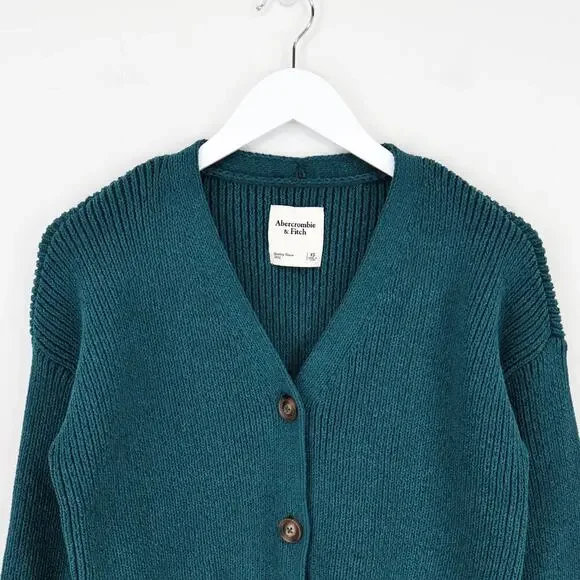 Abercrombie & Fitch Knit Cardigan Sweater Dark Teal Size XS NWT - Picture 2 of 6